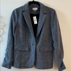 LOFT Gray Wool-Blend Blazer Timeless Professional Style
